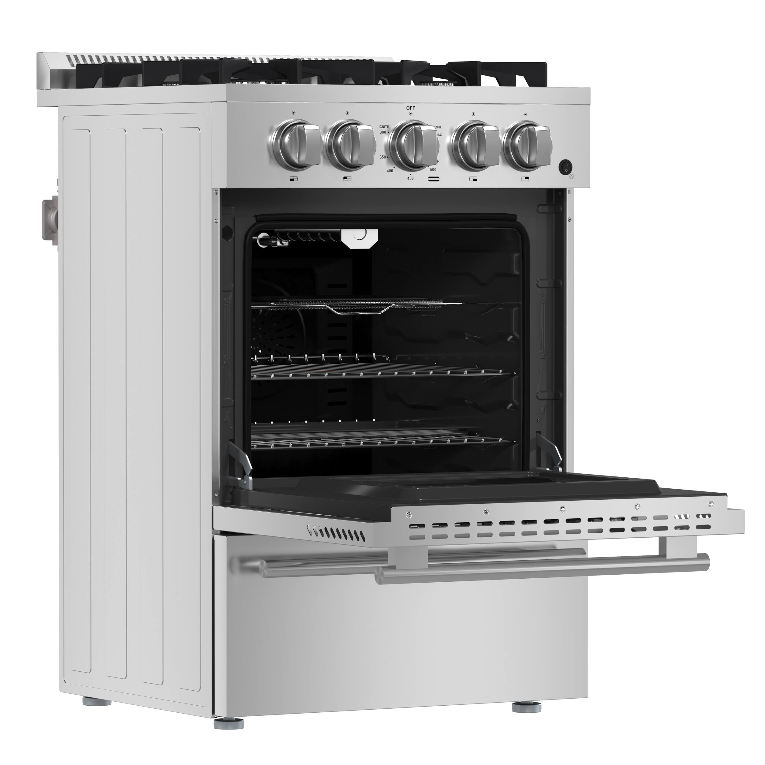 Alt View 2. Forno Appliances - Breno 2.3 Cu. Ft. Freestanding Gas Convection Range with Storage Drawer - Silver.