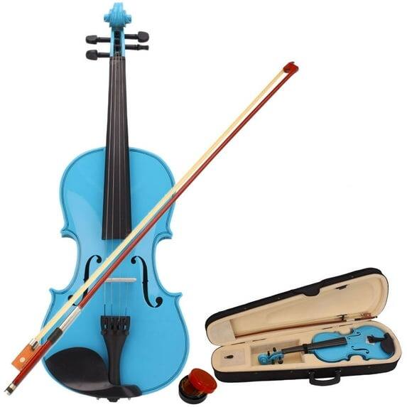 Angle. Home Collection - 4/4 Size Student Acoustic Violin Fiddle with Case, Bow, and Rosin - Sky Blue - Sky Blue.