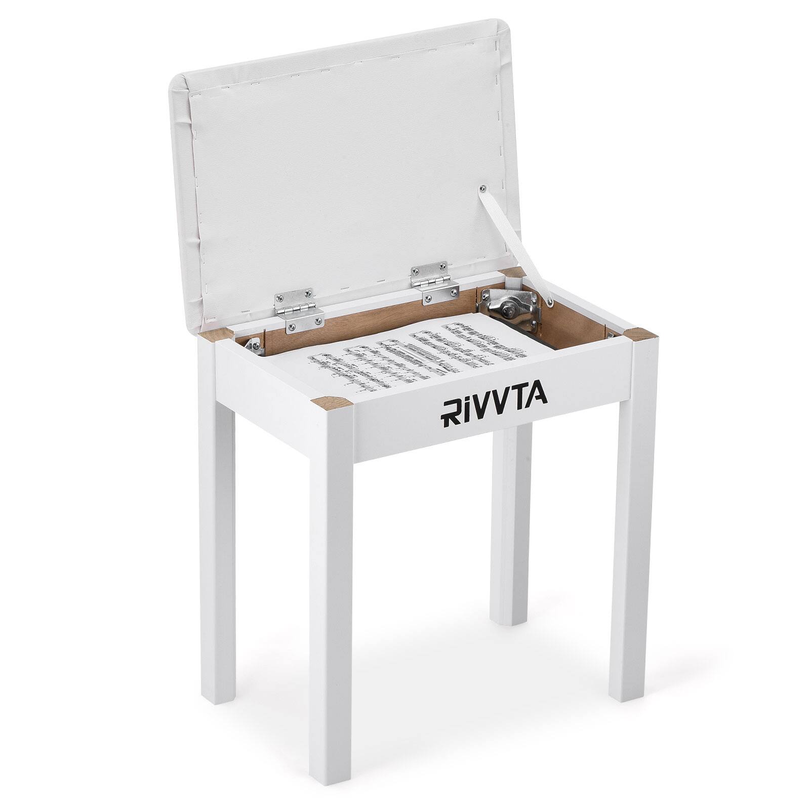 Front. Unique Bargains - Piano Bench Keyboard Bench with Padded Cushion Compartment for Music Books Vanity Wooden Table Stool Piano Chair Single - White.