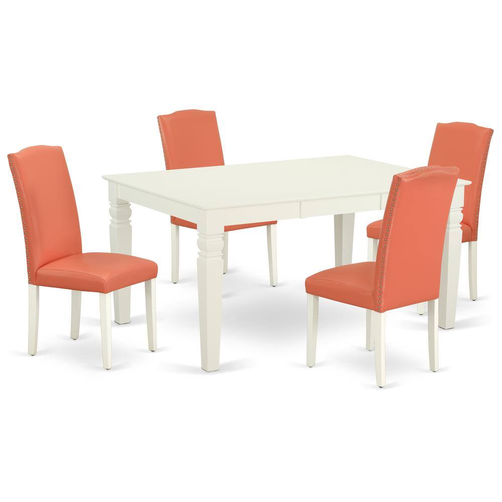 Left. East West Furniture - Dining Room Set Linen White - Brown.