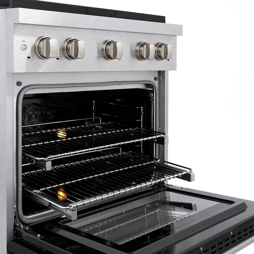 Alt View 4. ZLINE - ZLINE 30 in. 4.2 cu. ft. Freestanding Paramount Dual Fuel Range with DuoPro Cooktop in Satin Steel with Black Matte Door - Black Matte.