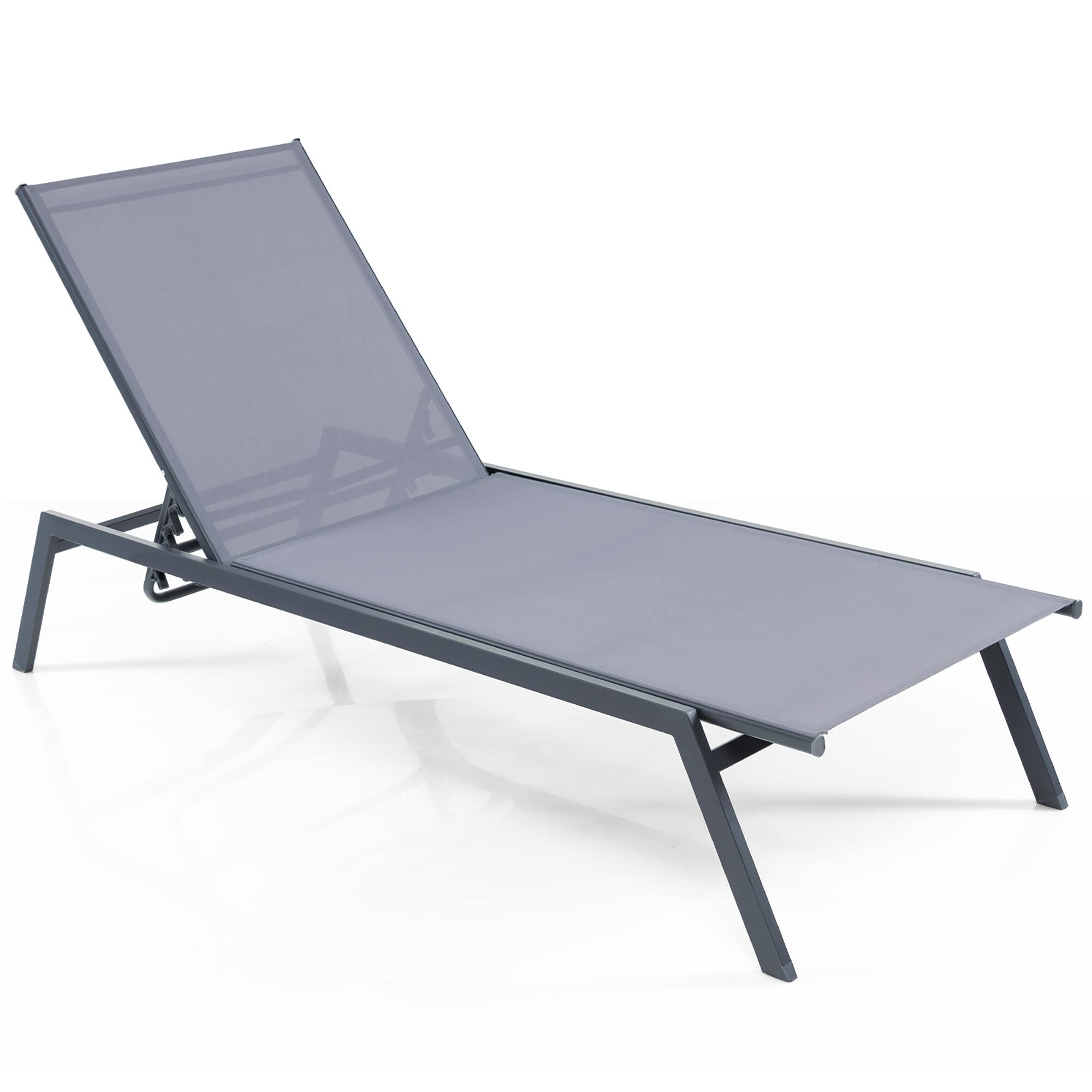 Alt View 8. Gymax - Gymax 2PCS Patio 6-Position Adjustable Lounge Chair Outdoor Reclining Chair Poolside - Grey.
