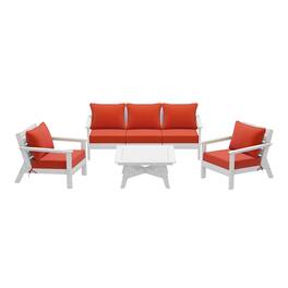 WestinTrends - Avalon Outdoor 6-Piece Modular Sectional Patio Furniture Sofa Set - White/Orange