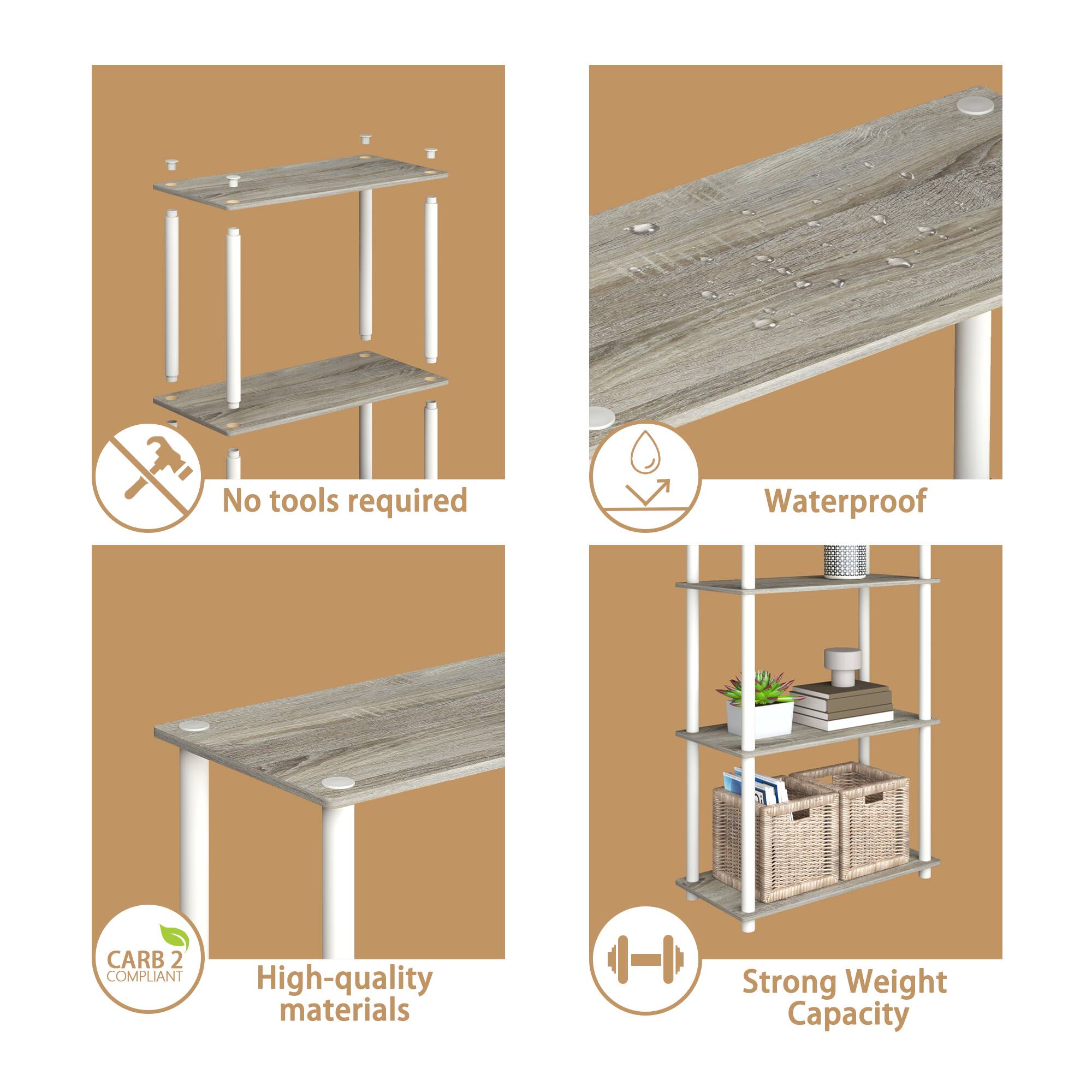 - No tools required
- Waterproof
- CARB 2 COMPLIANT
- High-quality materials
- Strong Weight Capacity