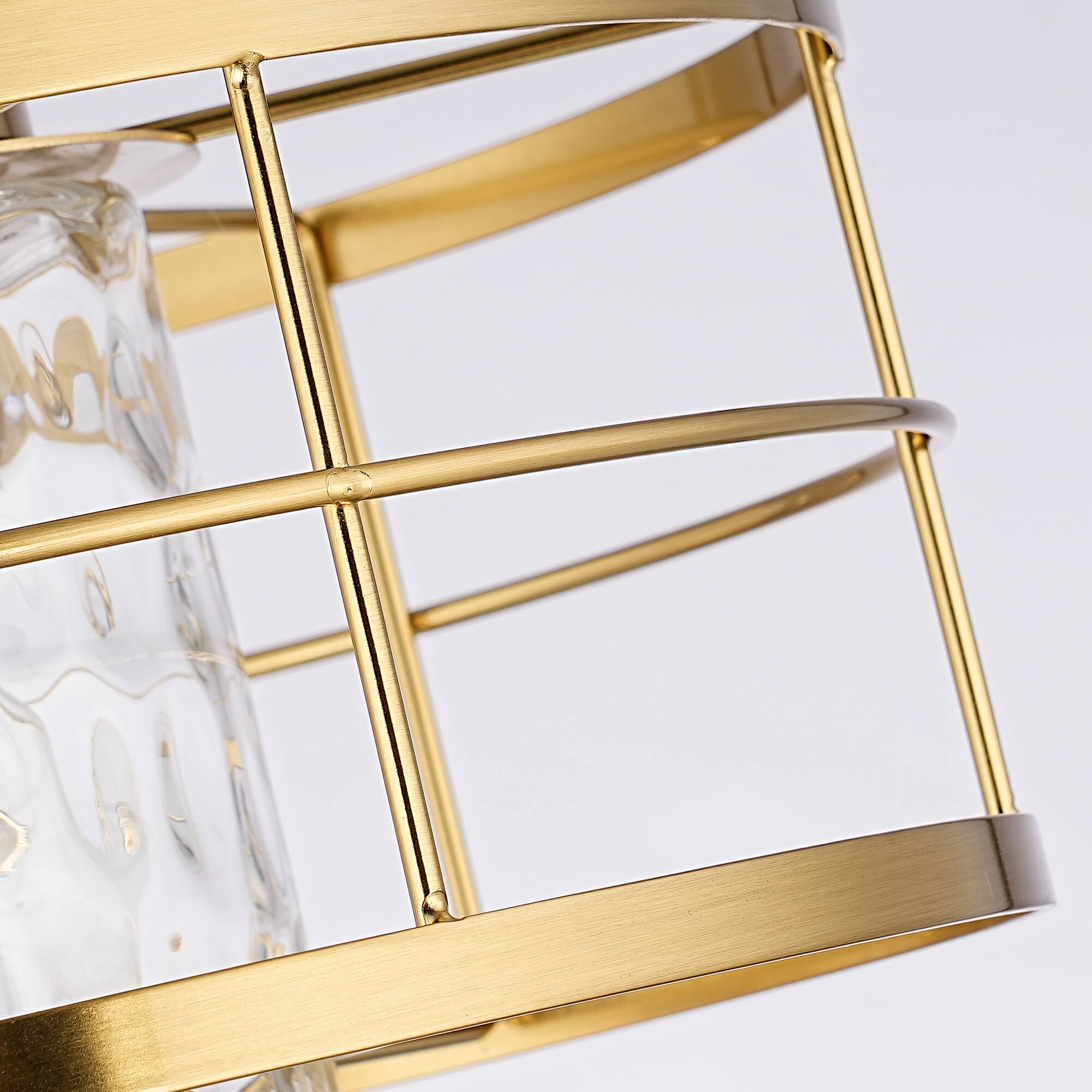 Alt View 4. Parrot Uncle - 11-Inch Modern Caged Glass 1-Light Semi-Flush Mount Ceiling Light - Gold.