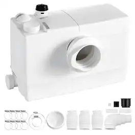 VEVOR - Macerator Pump 800W 12000L/h Flow 32.8 ft/10 m Head PCB Smart Control, Macerating Sewage Pump, Waste Water Disposal - White