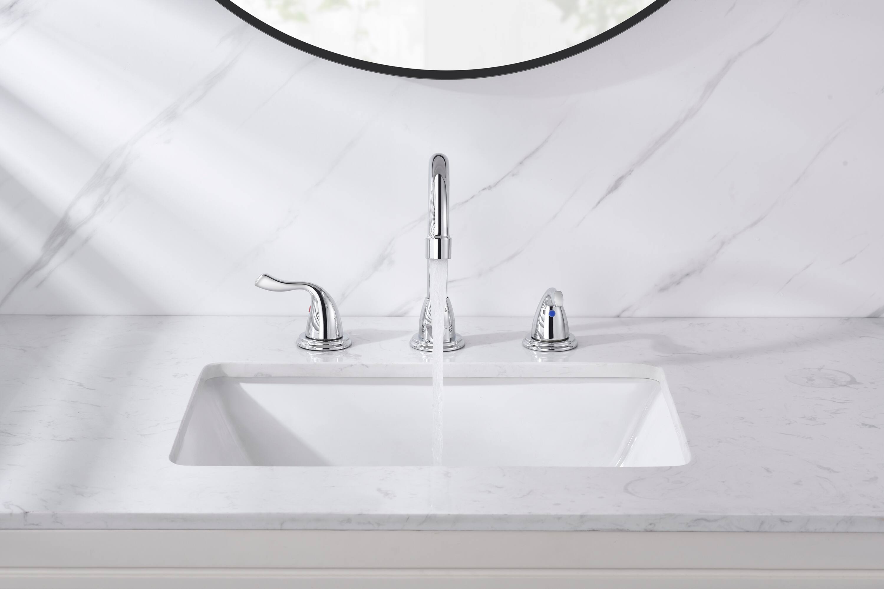 Angle. Bothwa Home - Bothwa Home Bathroom Faucet For bathroom Sink  With Two Handles And Supply Lines BC011-C-B07 - Chrome.