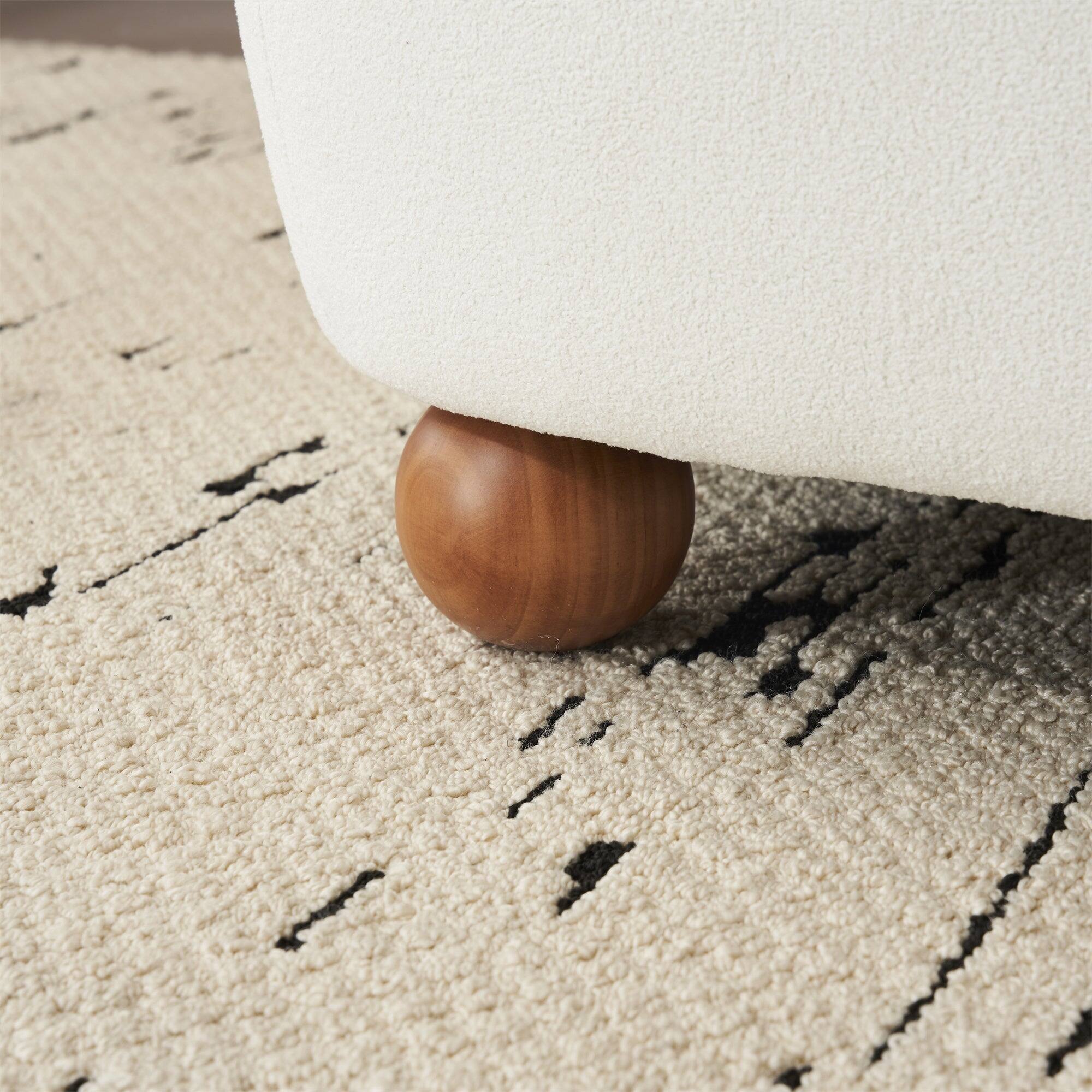 Alt View 7. Boyel Living - White Modern Low Back Upholstered Armless Living Room Chairs with Round Pine Wood Feet for Small Living Spaces - White.