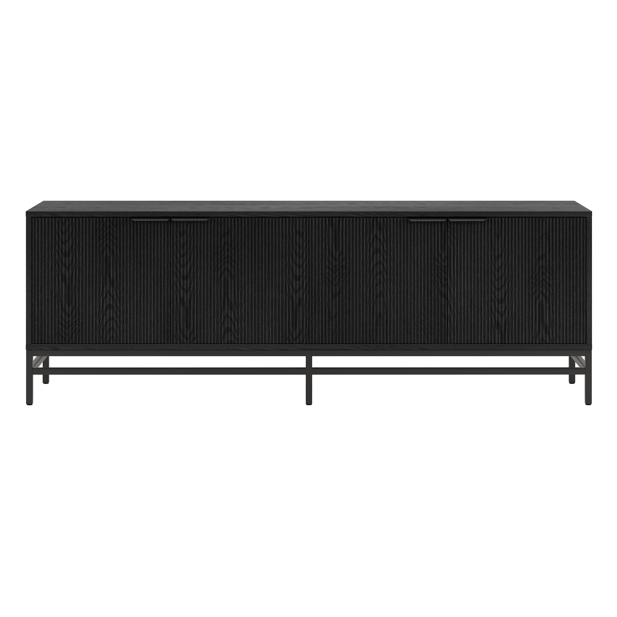 Angle. Hudson&Canal - Montello Rectangular Fluted TV Stand for TV's up to 78" in Black Grain - Black Grain.