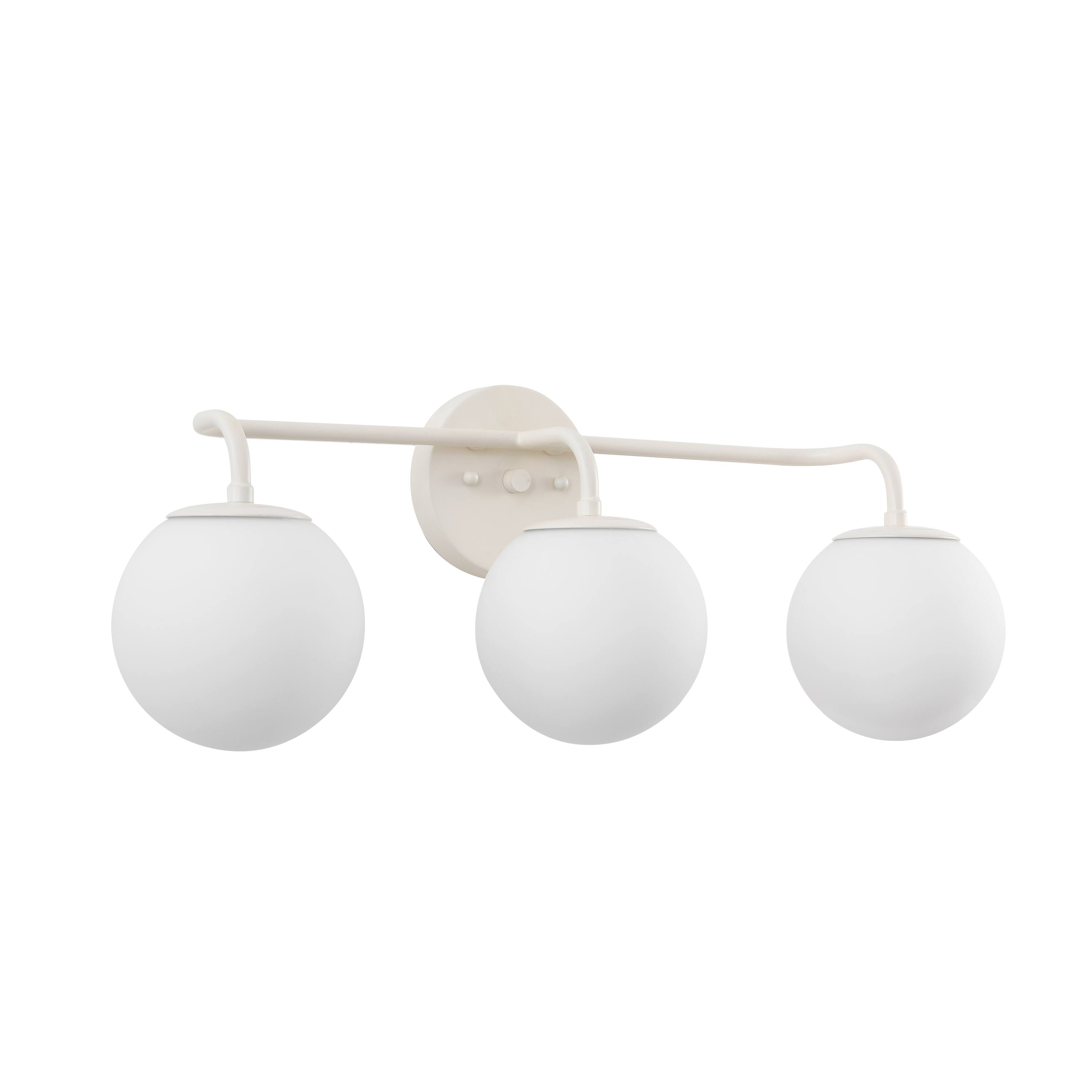 Alt View 9. Jonathan Y - Louis Parisian Globe 25" 3-Light Metal/Frosted Glass Modern Contemporary LED Vanity Light, Almond - Almond.