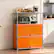 Front. Malletson - 3 Tier Modular Metal Sideboard Storage Cabinet, Modern Grid-Style, for Dining Room, Living Room or Office - Orange.