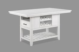 TinyHomie - 1pc Counter Height Table with Storage Drawers Wine Rack Open Shelf White Finish Wooden Furniture