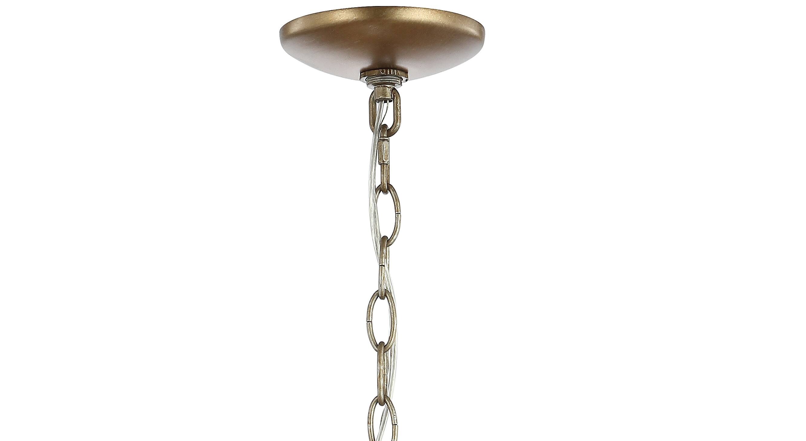Alt View 5. Jonathan Y - Pen 4-Light 20" Iron Adjustable Industrial Mesh LED Pendant, Gold - Antique Gold.