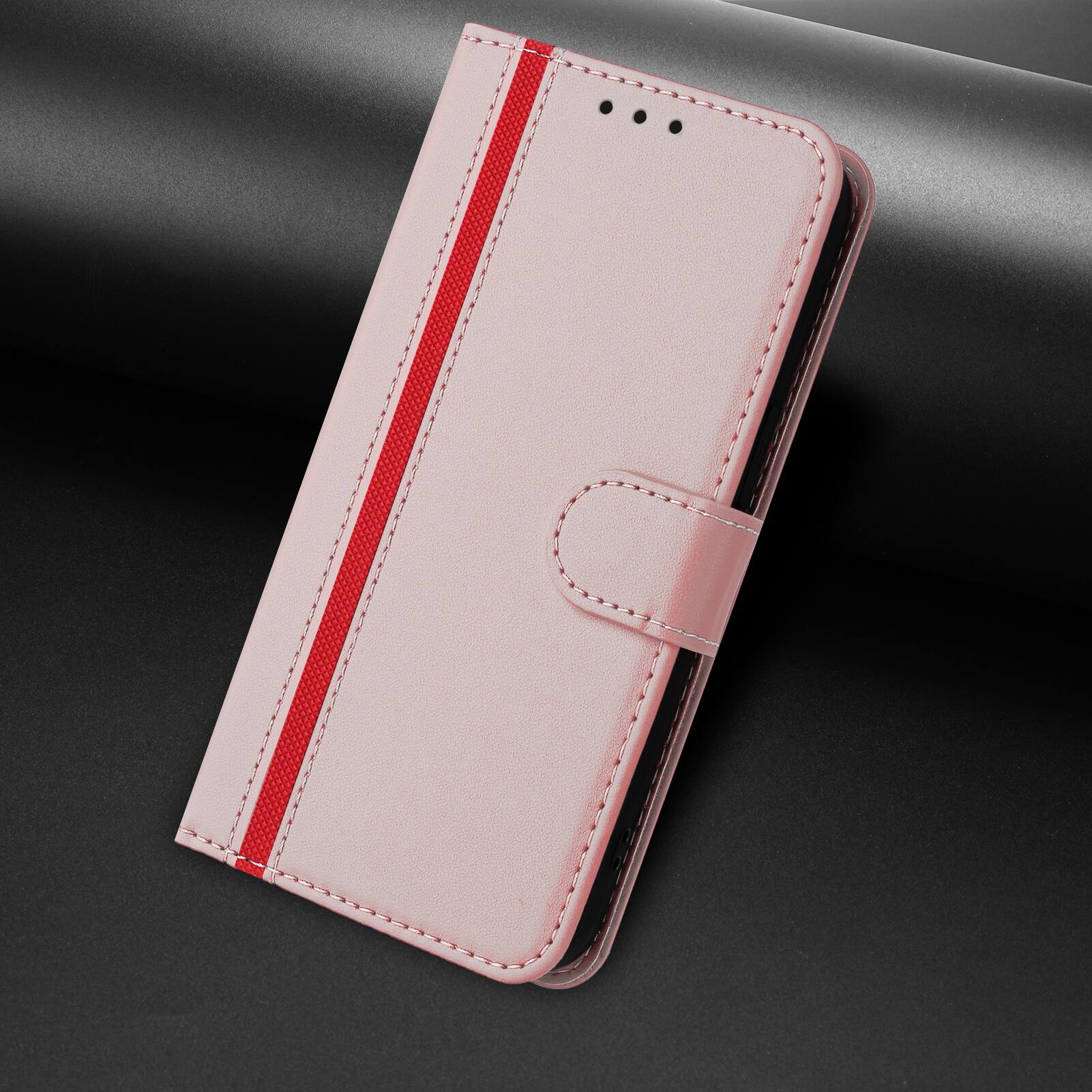 Alt View 3. Dteck - Slim Card Holder Case for Samsung Galaxy S24 Ultra,PU Leather Magnetic Closure Shockproof TPU Inner Flip Wallet Cover - Rosegold.