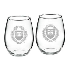 Jardine - Yale Bulldogs 2-Piece 21oz. Stemless Wine Glass Set - Multicolor