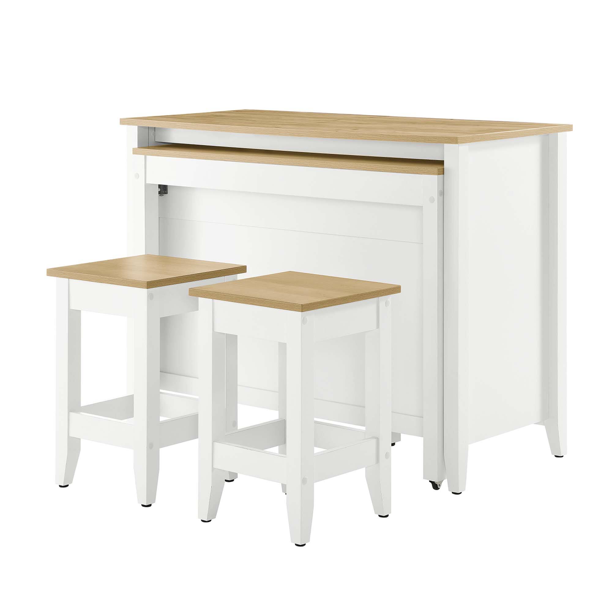 Alt View 6. Modway - Garland 3-Piece Kitchen Island and Stool Set by Modway - Oak White.