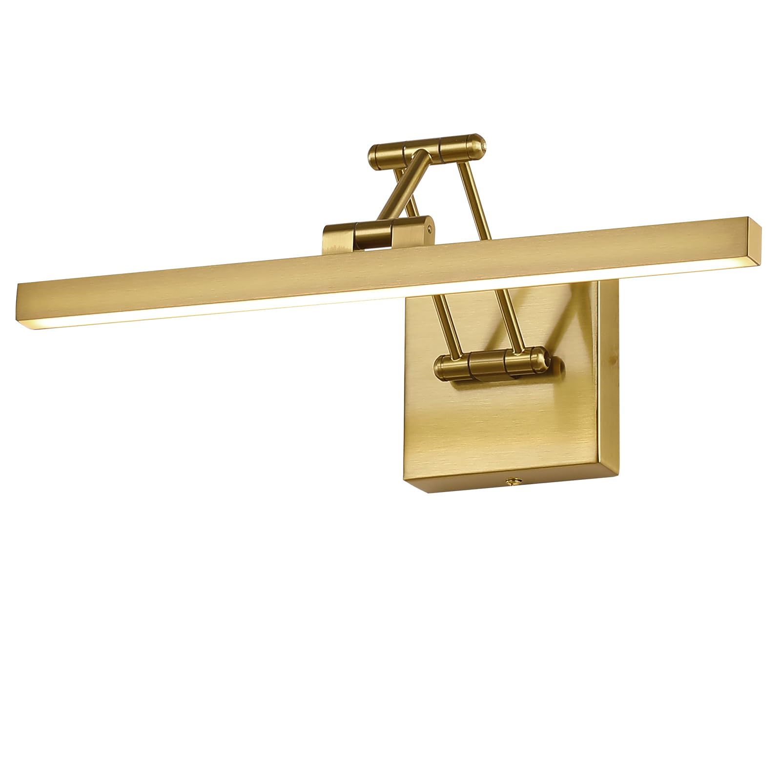 Front. TECH SAFARI - Hard wiPicture Light Dimmable Led Lights For Paintings Inch Brass Metal Body Wall Pictures With Adjustable - Hard-Wired Brass-square base 15.7inch Dimmable.