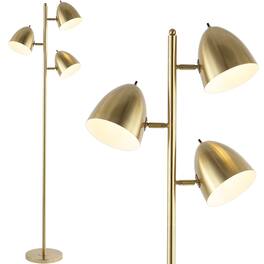 Jonathan Y - Billy 66.5" 3-Light Modern Contemporary Iron LED Floor Lamp - Brass Gold
