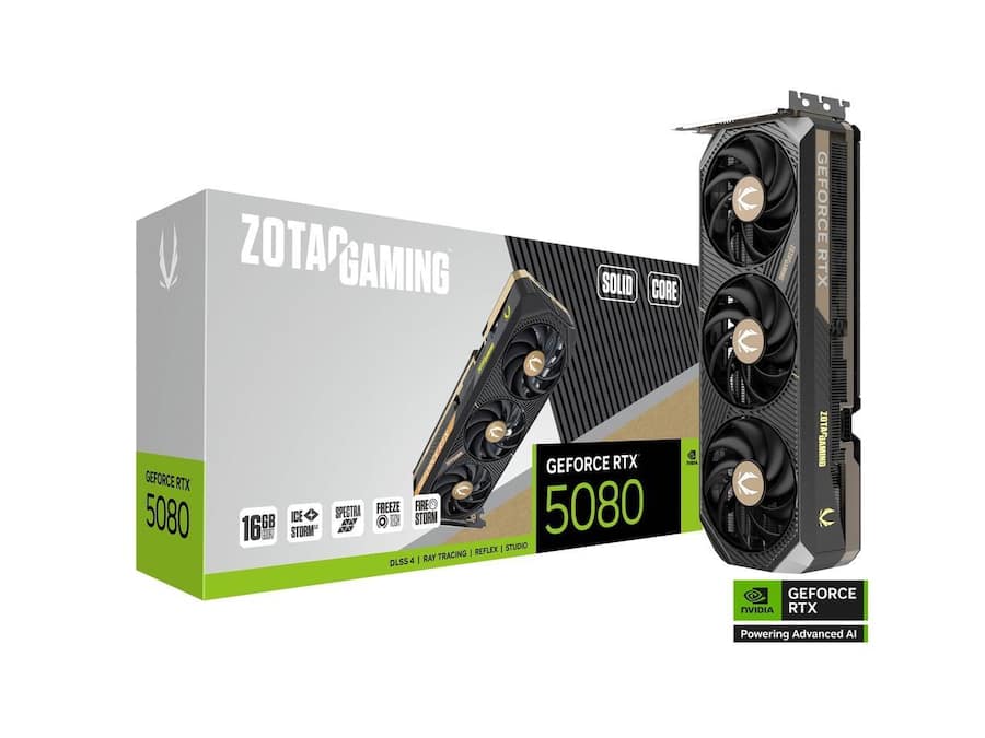 ZOTAC SOLID CORE GeForce RTX 5080 16GB 256 Bit GDDR7 PCI Express ZOTAC SOLID CORE GeForce RTX 5080 16GB 256 Bit GDDR7 PCI Express