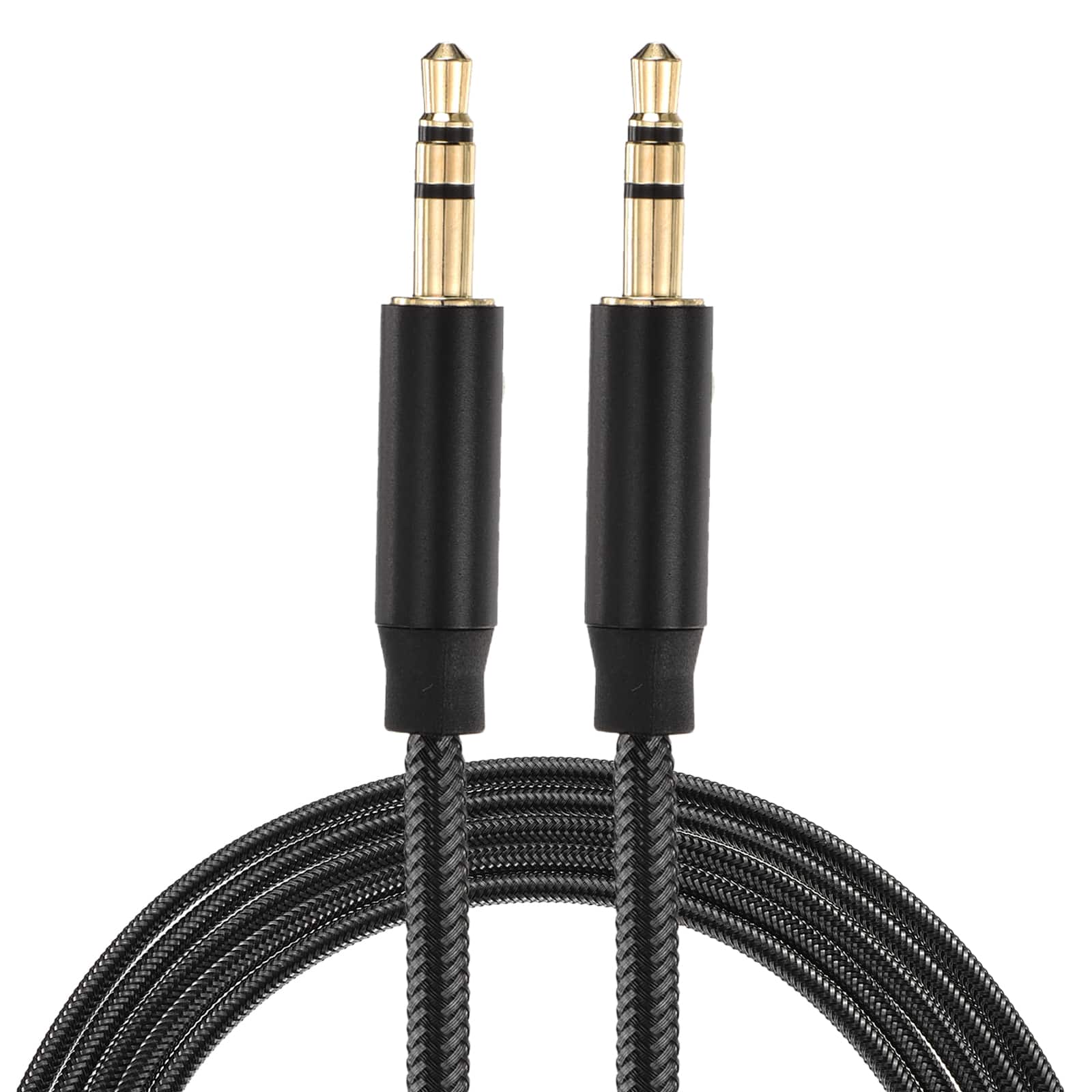 Unique Bargains - AUX Cable, 3.5mm Nylon Braided Male to Male Audio Cord, for Headphone Speaker Car Stereo Computer - Black