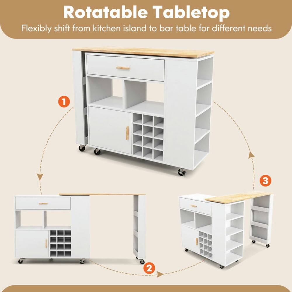 Rotatable Tabletop  
Flexibly shift from kitchen island to bar table for different needs