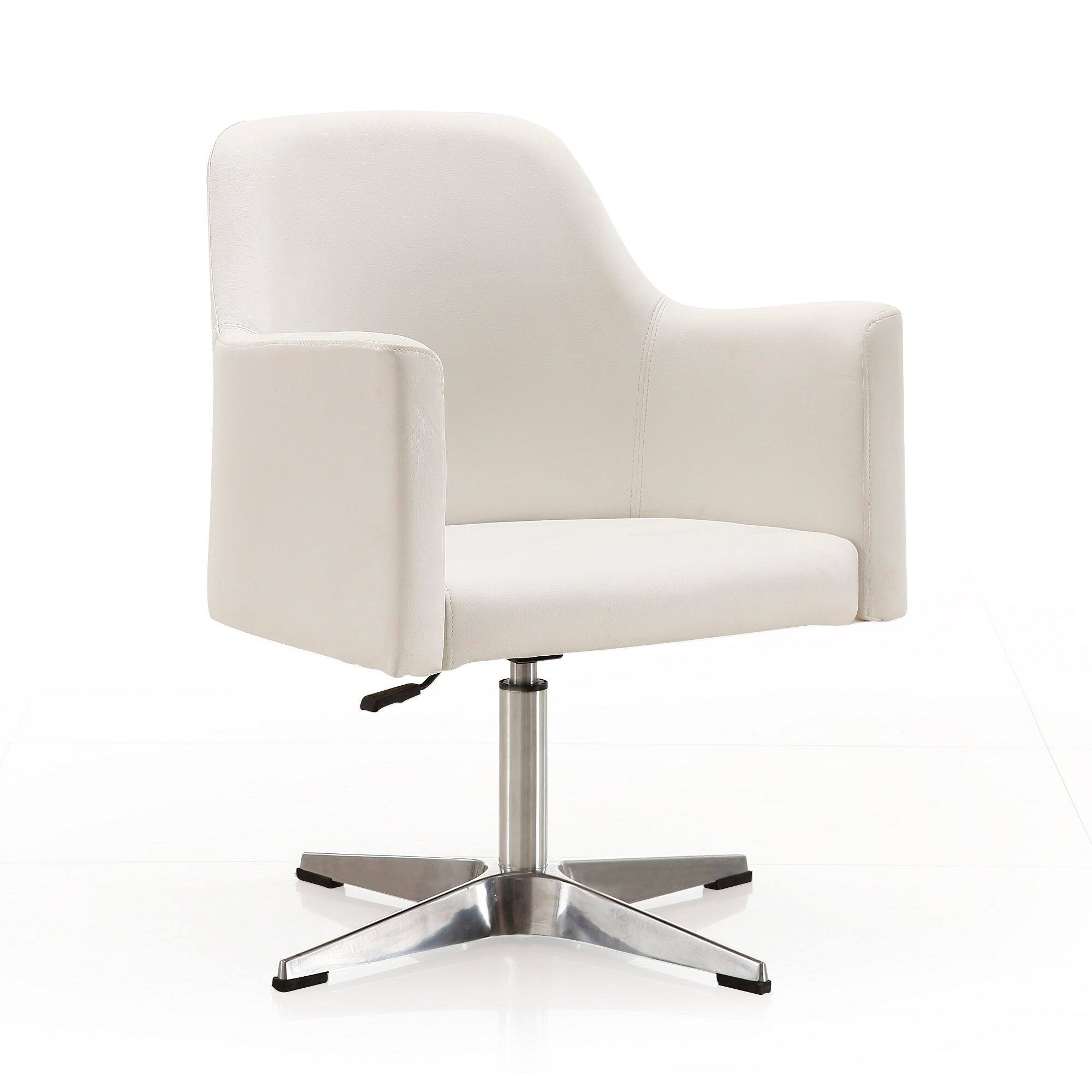 Back. Manhattan Comfort - Pelo Modern Vegan Leather Swivel Lounge Chair - Set of 2 - White.