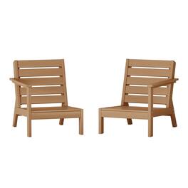 WestinTrends - Avalon Outdoor Patio HDPE Deep Seating Sectional Loveseat - Teak