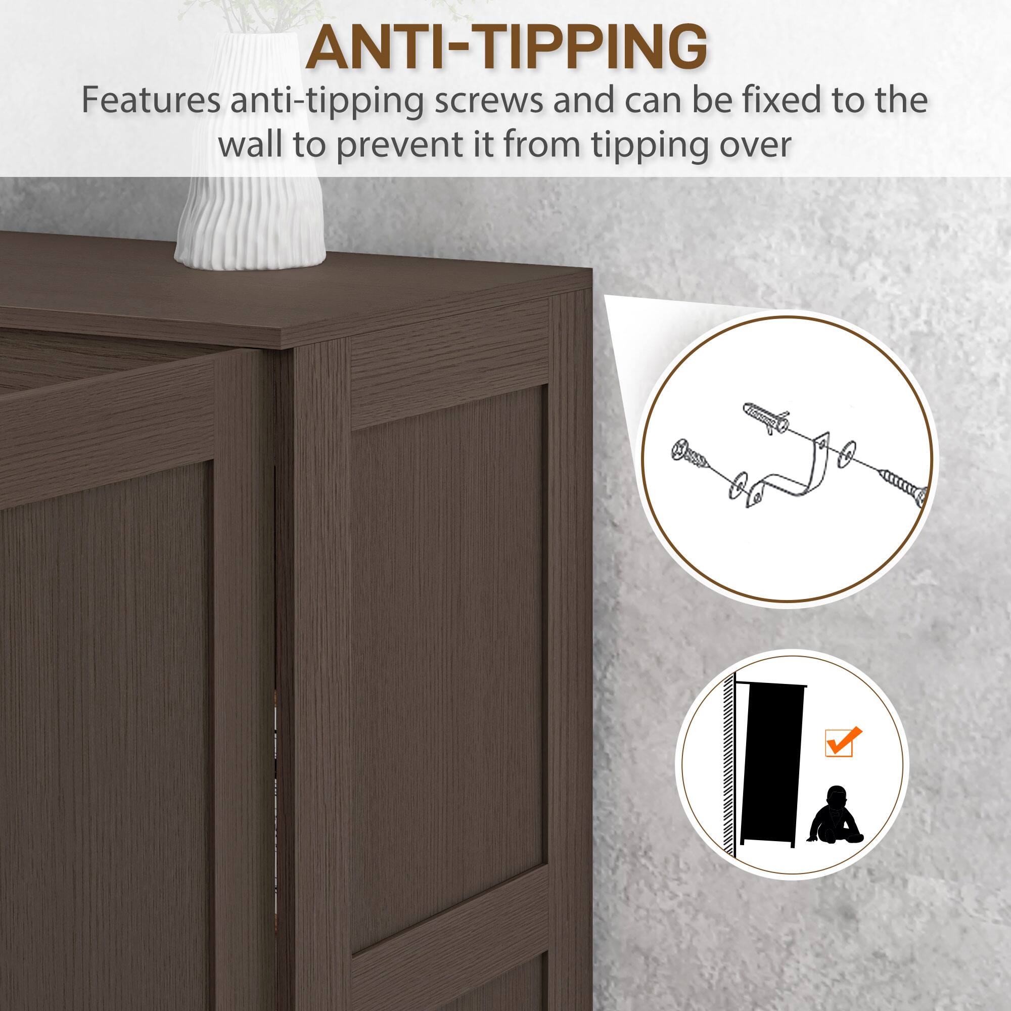 ANTI-TIPPING
Features anti-tipping screws and can be fixed to the wall to prevent it from tipping over