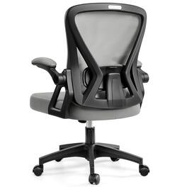 KERDOM - Mid Back Ergonomic Office Chair with Adjustable Lumbar Support, Flip-up Arms, Rolling Swivel Task Chair Breathable Mesh - Light Gray