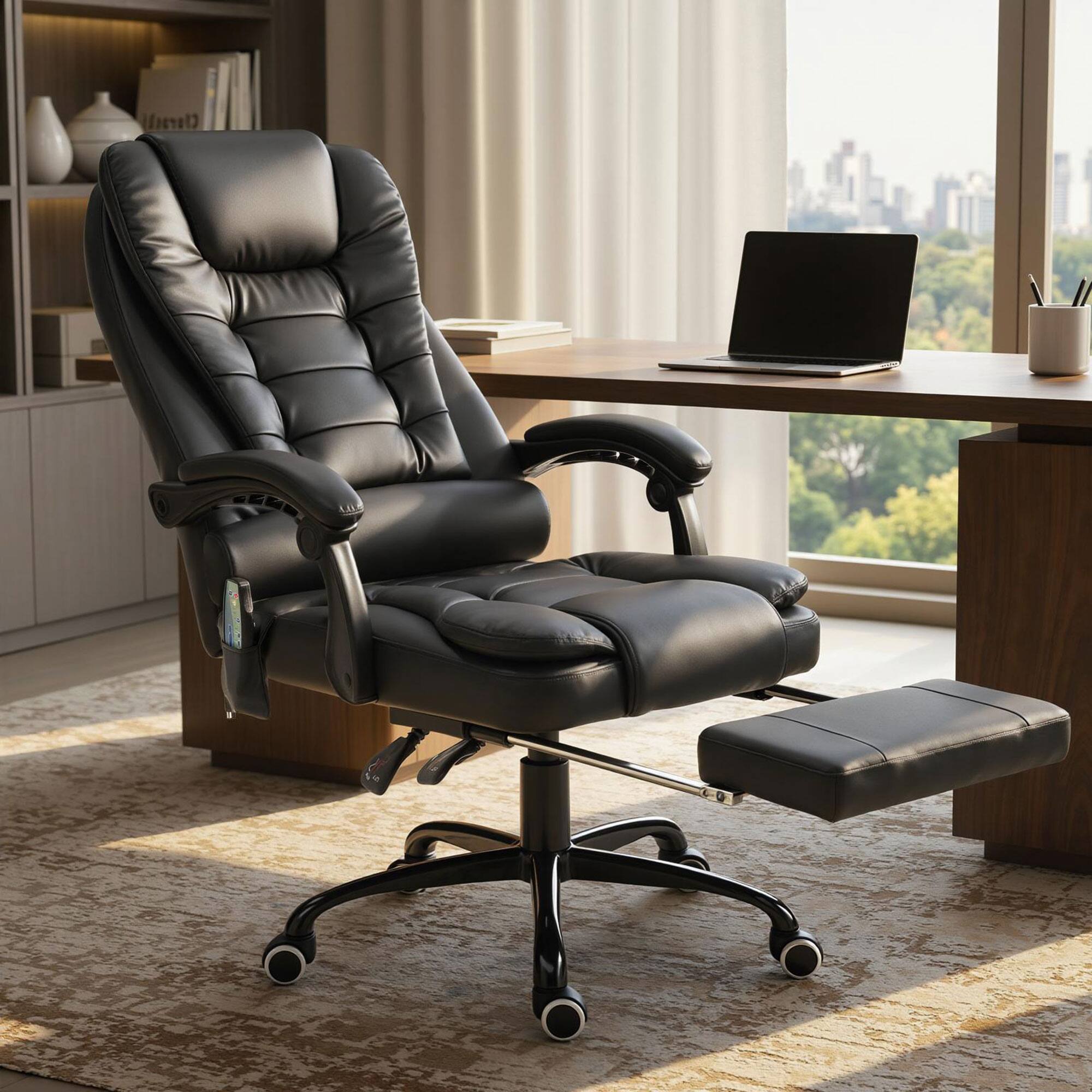 Alt View 1. Vinsetto - Vibrating Massage Office Chair High Back Massaging Office Desk Chair with Lumbar Support - Black.