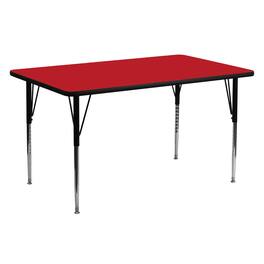 Emma + Oliver - 24x60 Rectangle HP Laminate Adjustable Activity Table - Red