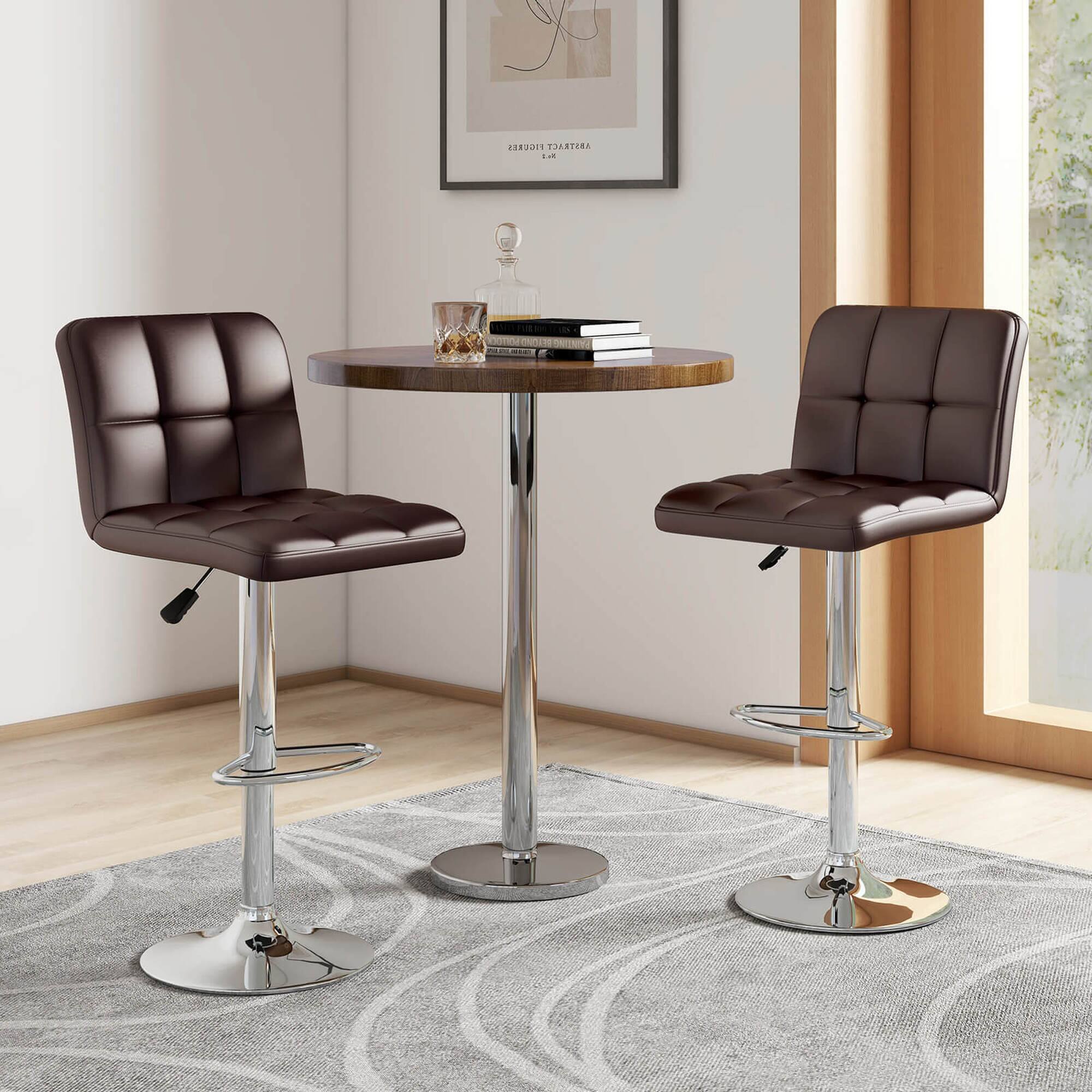 Alt View 3. Costway - Modern Swivel Bar Stools Set of 4 with Heavy-duty Metal Base & Footrest Back - Brown.