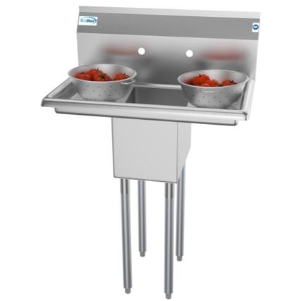 Front. Koolmore - 30 in. One Compartment Stainless Steel Sink with 2 Drainboards, Bowl Size 10" x 14" x 10" SA101410-10B3. - Stainless Steel.