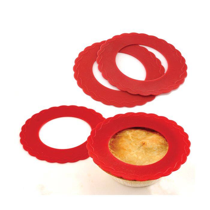 Alt View 1. Norpro - 6-Inch Silicone Mini Pie Pan Shields, Set of 4, Red - Red.