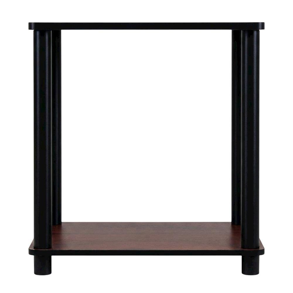 Back. FurniFact - Corner Shelves End Tables, Set of 2, Space-Saving Engineered Wood Design - Dark Cherry/Black.