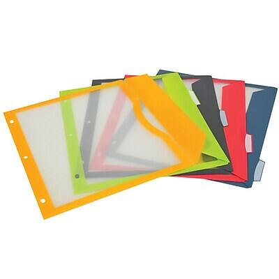 Alt View 2. C-line - Poly Binder Pockets With Write-On Index Tabs, 3-Hole Punched, 5 Tabs, Assorted Colors - Assorted.