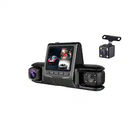 Cluzine - 3-Channel 1080P Dash Cam, 170° Wide Angle, Front/Inside/Rear Recording for Cars