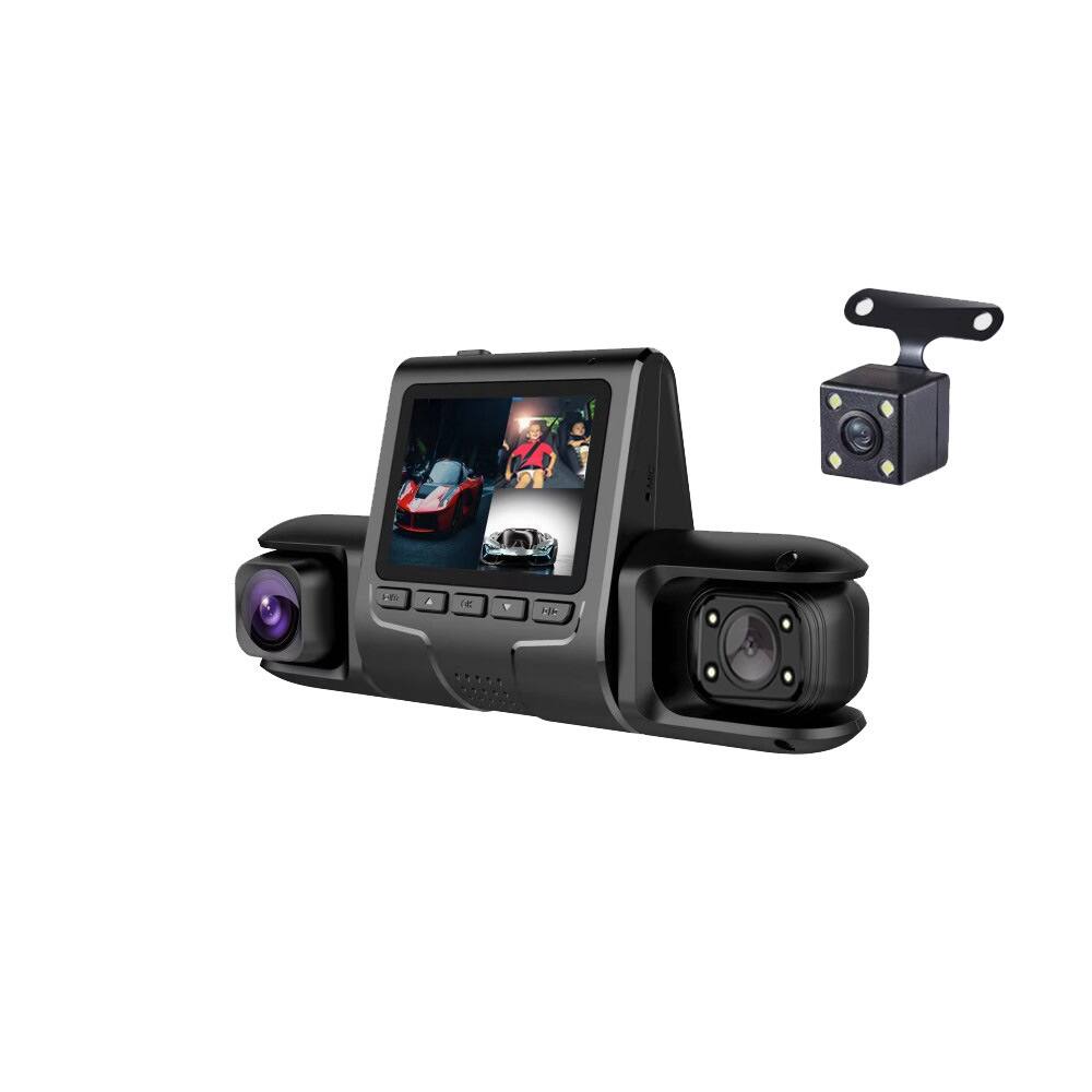 Front. Cluzine - 3-Channel 1080P Dash Cam, 170° Wide Angle, Front/Inside/Rear Recording for Cars.
