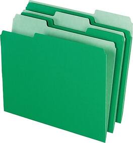 Pendaflex - Recycled File Folder, 1/3-Cut Tab, Assorted, Letter Size, 100/Box - Bright Green