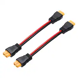 Unique Bargains - 2pcs 300VDC XT60 Extension Cable, 12AWG XT60 Male to Female for RC/Solar/FPV Drone - Red and Black