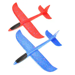 JuzToys - 2 Pack Foam Airplane Toys, 17.5" Throwing Glider Plane, Outdoor Flying Toys for Kids - Multi