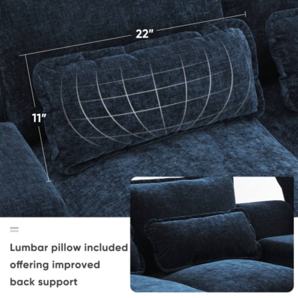 22" x 11" Lumbar pillow included offering improved back support