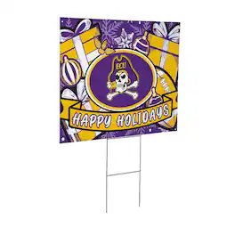 Evergreen Enterprises - ECU Pirates 24" x 18" Happy Holidays Christmas Outdoor Staked Yard Sign - Multicolor