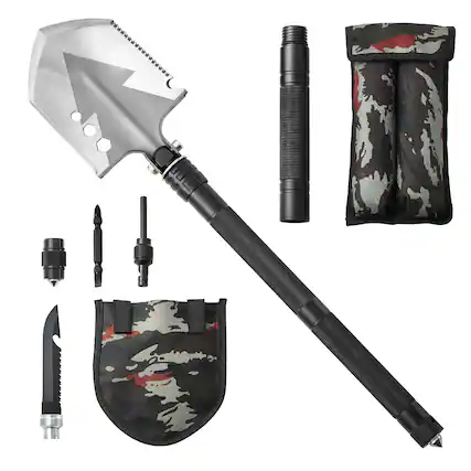 Front. LOVMOR - 8 In 1 Folding Survival Shovel Portable Camping Multitool.
