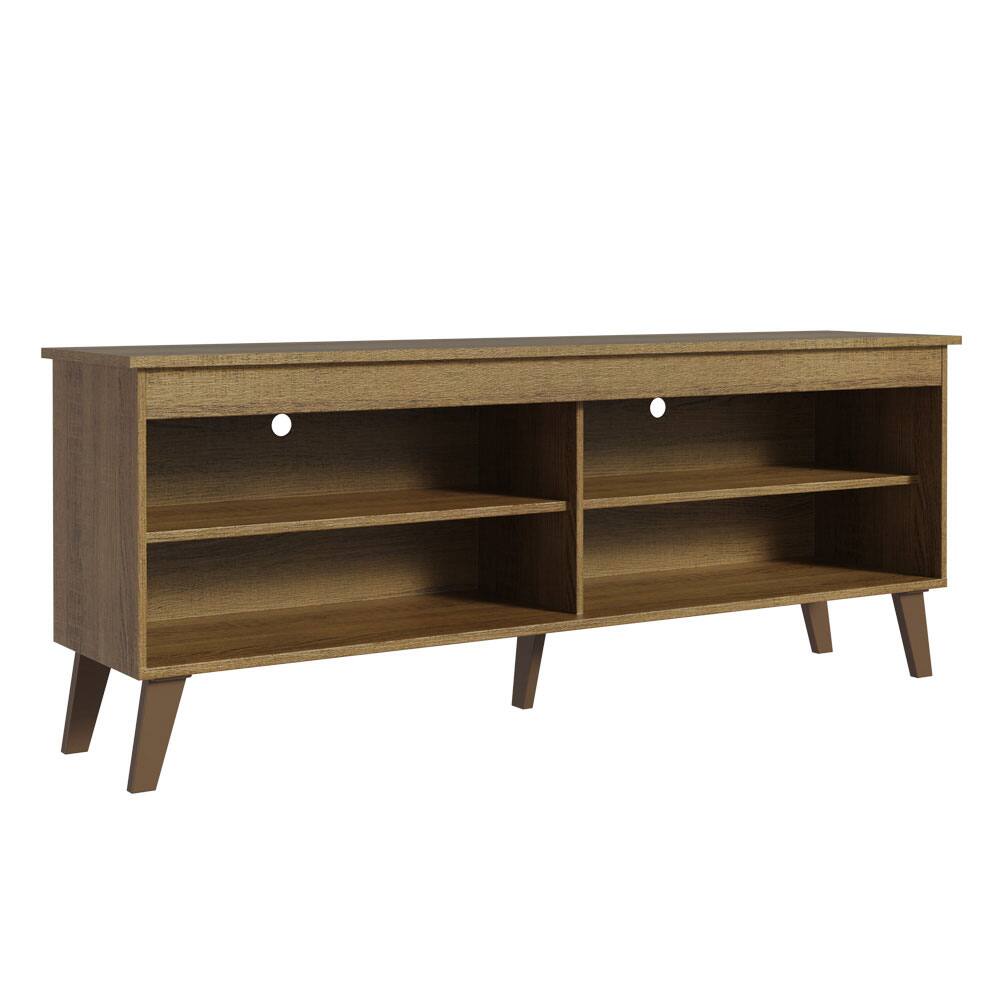 Back. Madesa - Madesa TV Stand with 4 Open Shelves and Cable Management 59"L Media Storage Living Room and Bedroom - Rustic - Rustic.