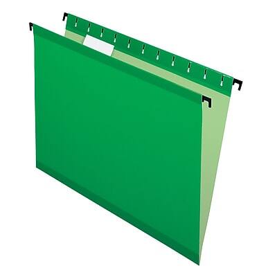 Front. Pendaflex - SureHook Reinforced Hanging File Folders, 5 Tab Positions, Letter Size, 20/Box - Bright Green.