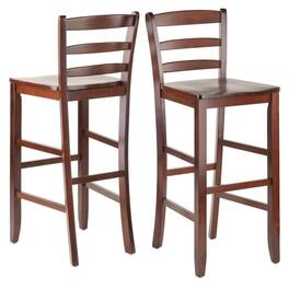 FurniFact - 2-Pc 30" Ladder Back Bar Stools - Walnut