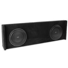 Front. NVX - 2007-2013 Silverado/Sierra Crew Cab - 700W RMS Custom-Fit Loaded Dual 10" Sealed Subwoofer Enclosure - Black.