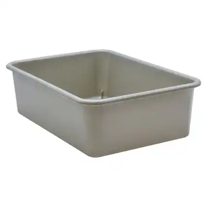 Front. Teacher Created Resources - Teacher Created Resources Gray Large Plastic Storage Bin.