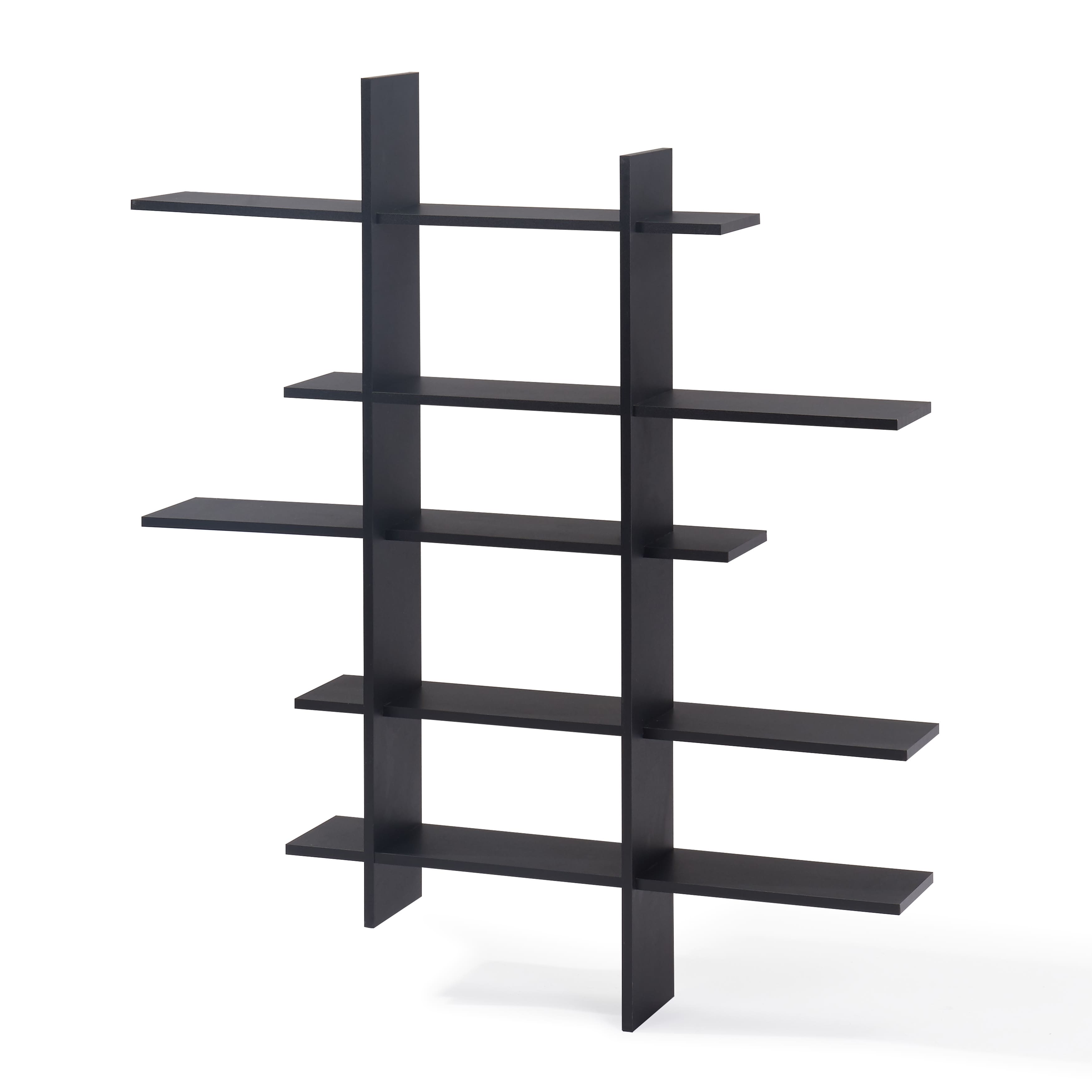 Danya B - Five Tier Asymmetric Wall Shelf - Black